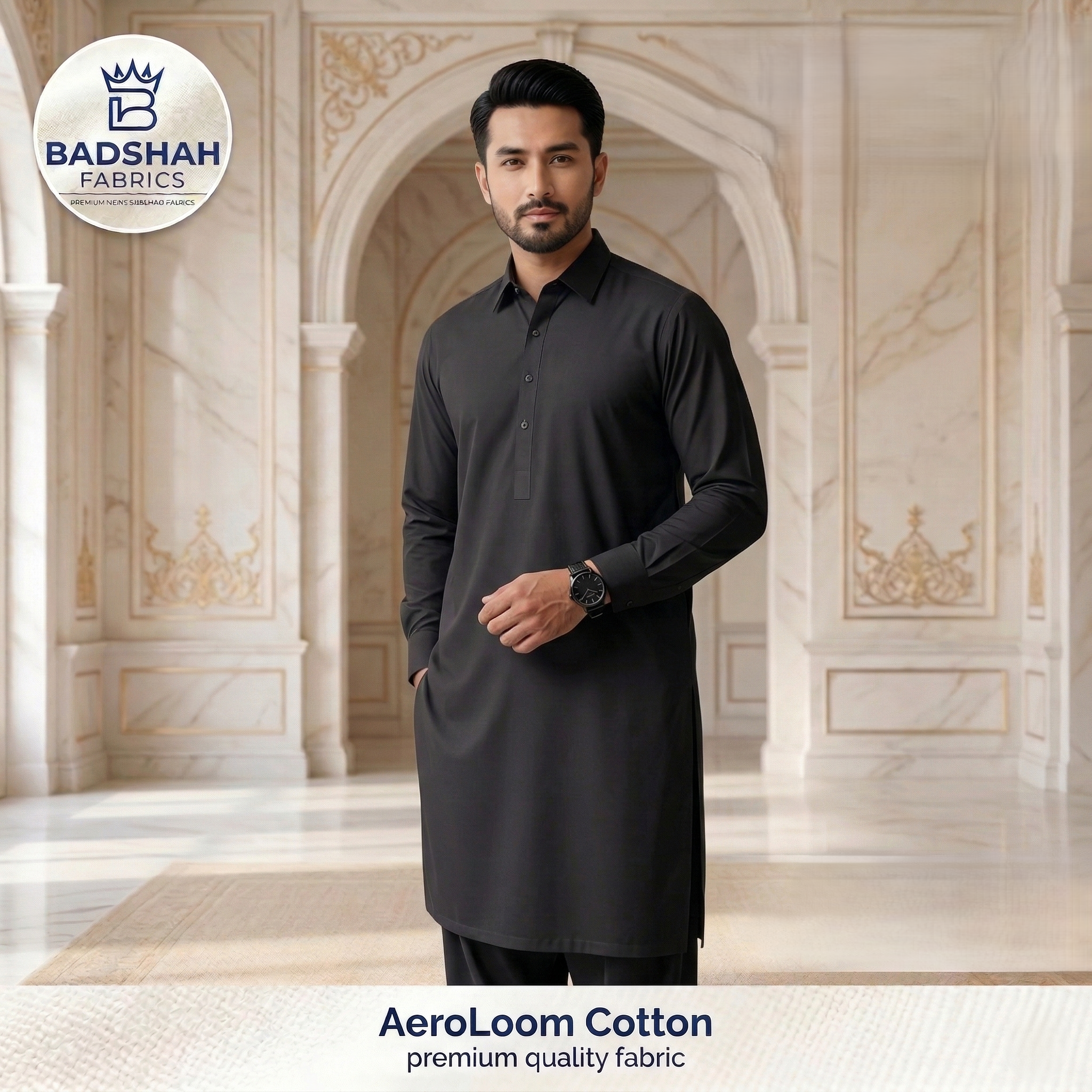 AeroLoom Cotton by Badshah Fabrics | Midnight Black
