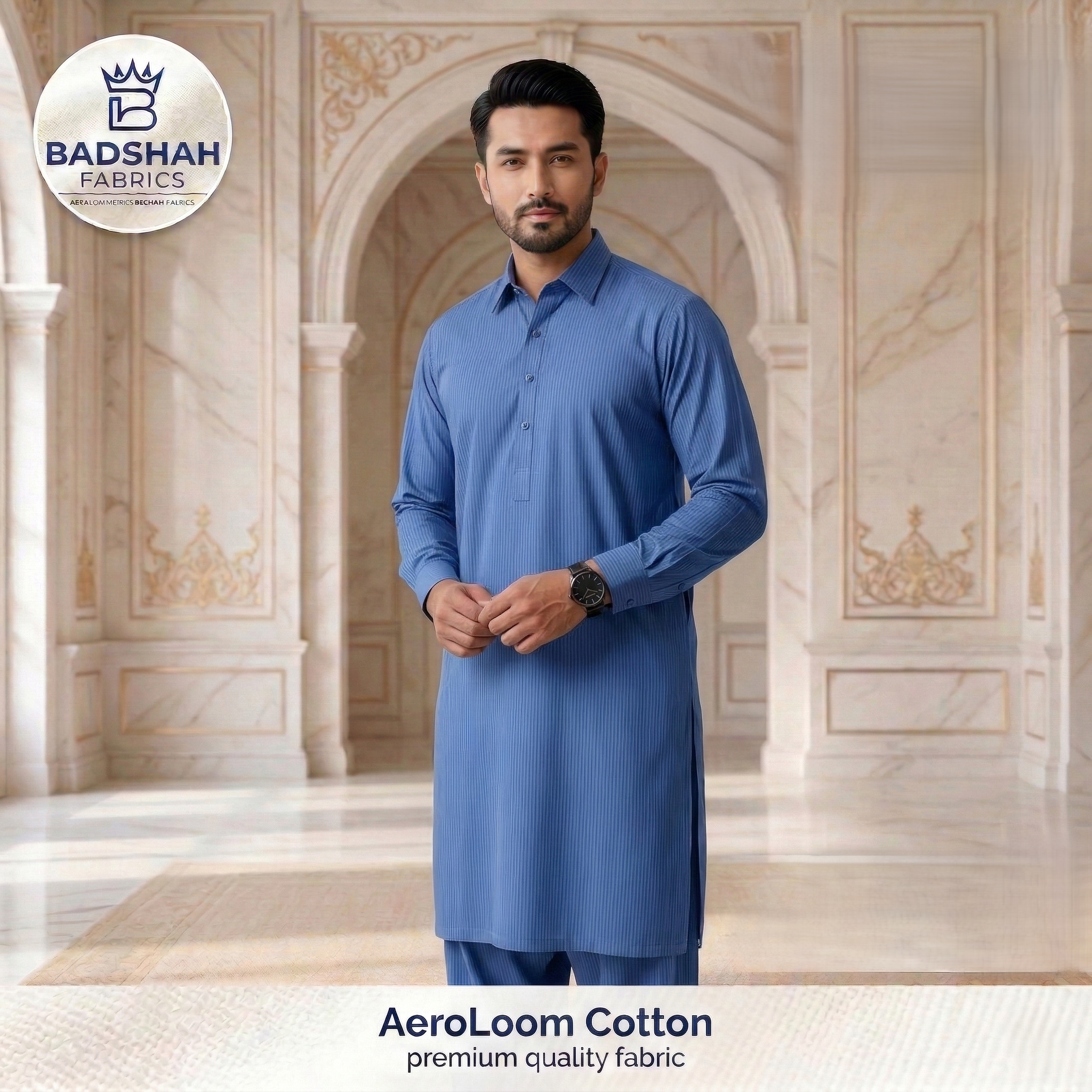 AeroLoom Cotton by Badshah Fabrics | Slate Azure