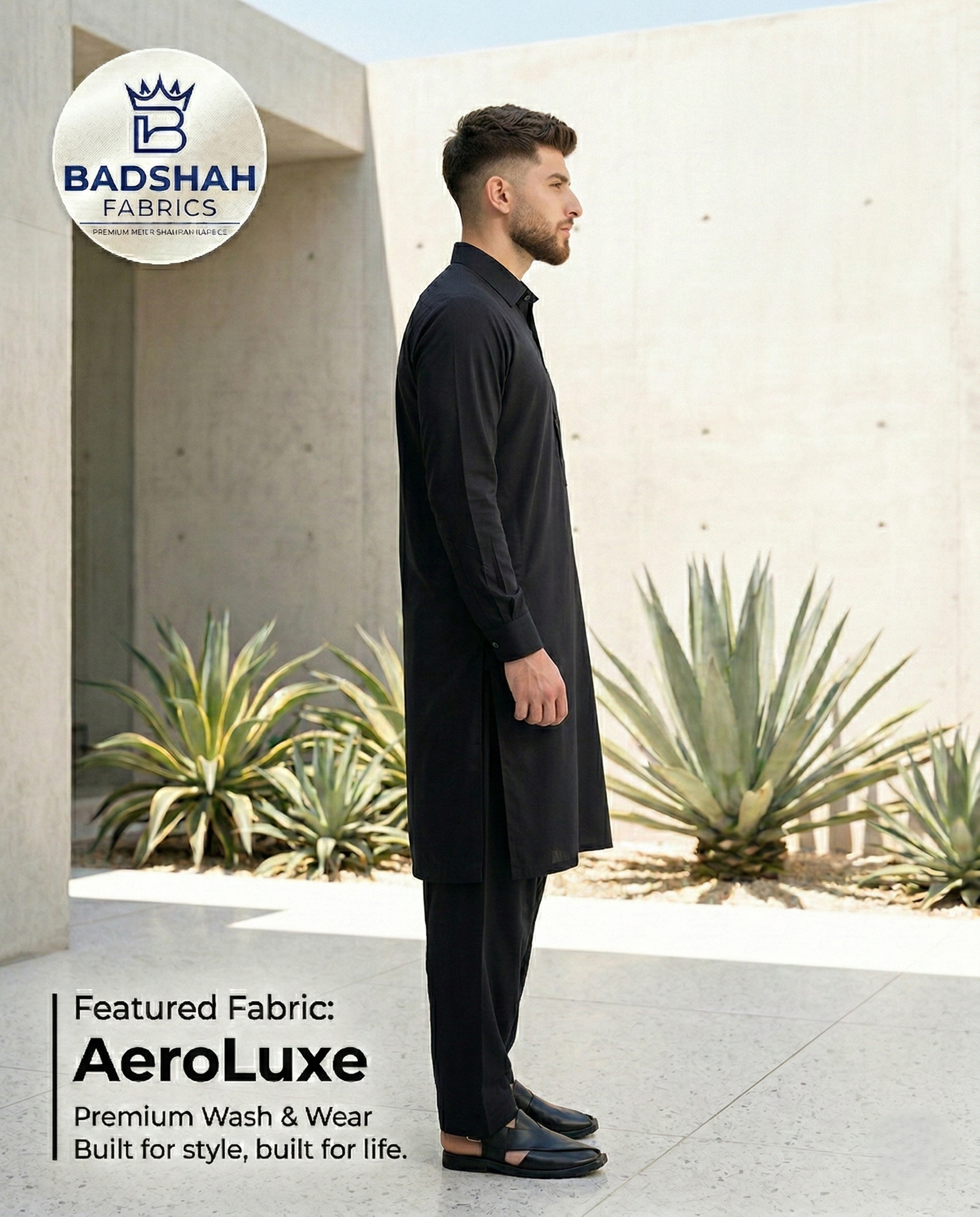 The AeroLuxe Unstitched Suit | Premium Wash & Wear in Obsidian Black